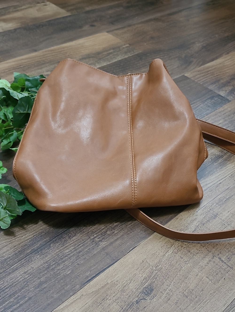 Brown Faux Leather Bucket Style Hand Bag